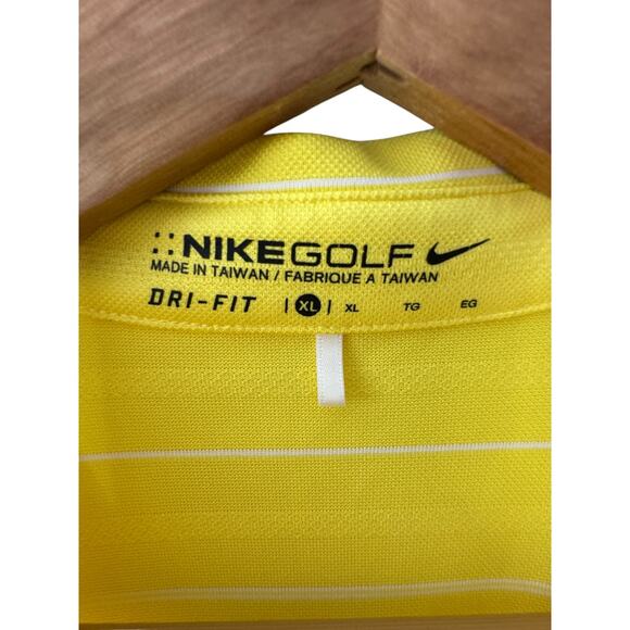NIKE GOLF Dri-Fit Yellow & White Stripe Sleeveless Polo Shirt Women's XL New - Picture 8 of 8